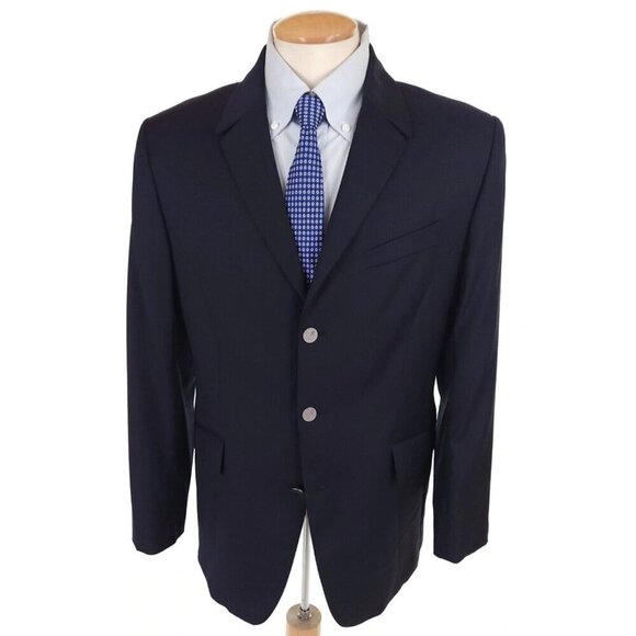 Vintage Thierry Mugler 3 Star Button Blazer Size 52 US 42 R Mens Navy - Picture 1 of 13